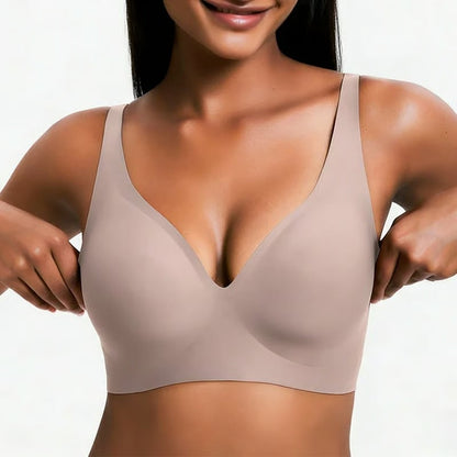 NESLEMY Wireless Bra | Comfortable Push-Up, Seamless, Deep V for Daily Wear