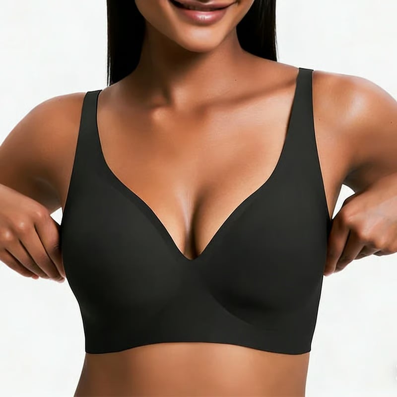 NESLEMY Wireless Bra | Comfortable Push-Up, Seamless, Deep V for Daily Wear